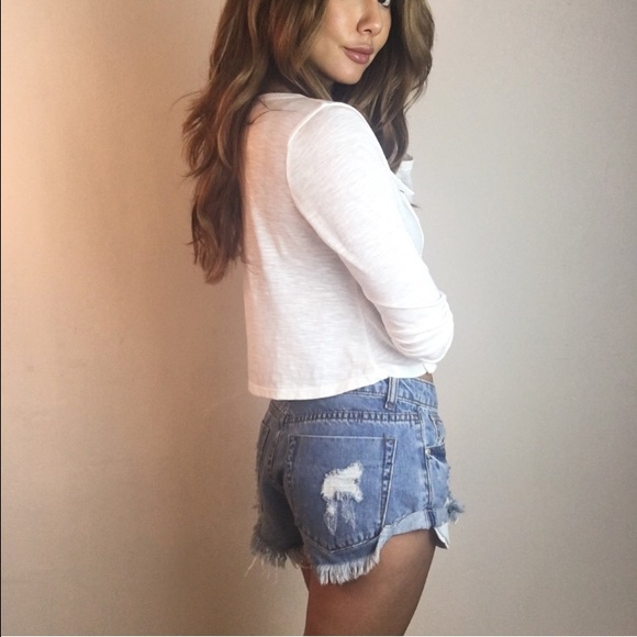 • Last Item • Cutest White Lace Up Top - Picture 4 of 4