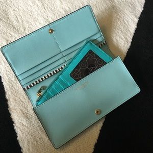 Henri Bendel Tiffany blue kangaroo wallet