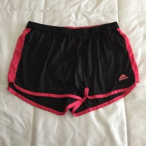 Adidas black and pink running shorts