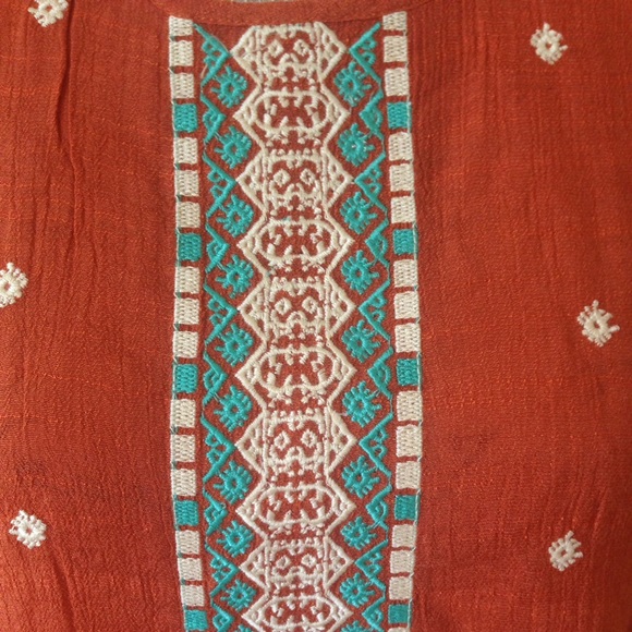 Embroidered Orange Blouse - Picture 3 of 4
