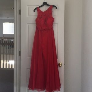 (Red) 2-Piece Prom Dress