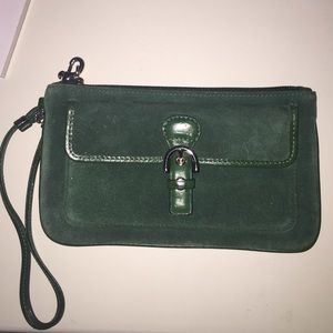 Green Coach microsuede wristlet!