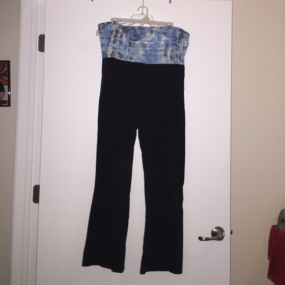 Black yoga pants with fold down front