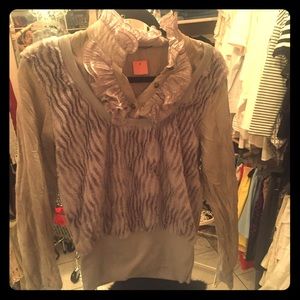 Grey with fur & ruffle sweater!