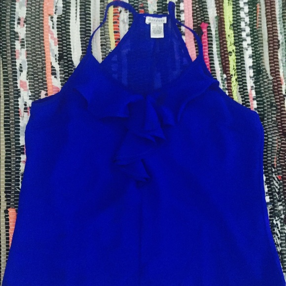 Boutique Chiffon Electric Blue Ruffle Tank