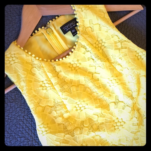 Topshop yellow lace crop dress