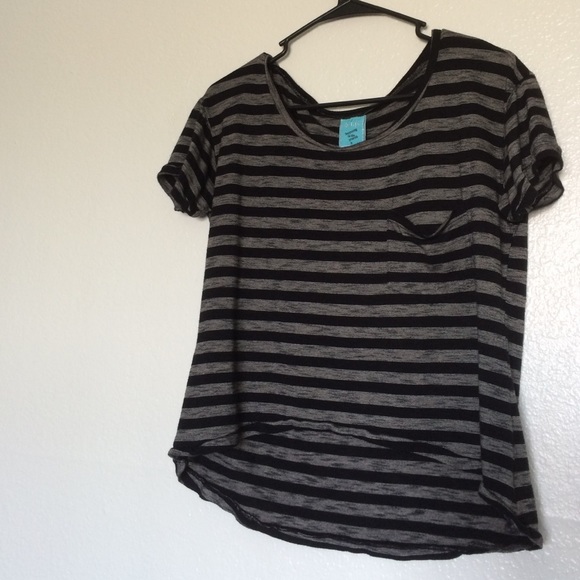 Black & Gray Strip CropTop