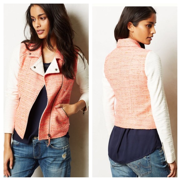 Anthropologie Jackets & Blazers - Anthropologie pink moto jacket