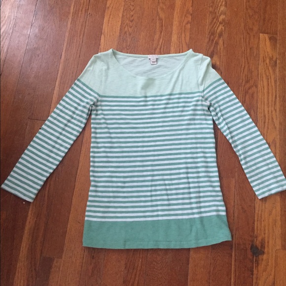 J.Crew Long Sleeve Green Striped Top