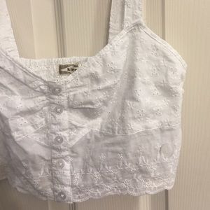 White size L crotchet pac sun crop top.