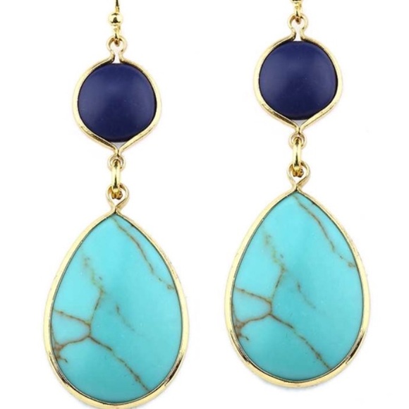 Jewelry - 🎉HP-11/6/16🎉 Turquoise & Navy Earrings-450