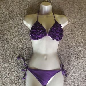 Purple ruffle bikini