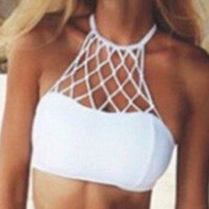 Halter neck openwork bikini set