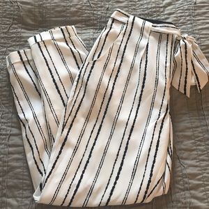 White and Black Striped Forever21 Trousers