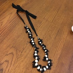 Banana Republic black fabric and pearl necklace