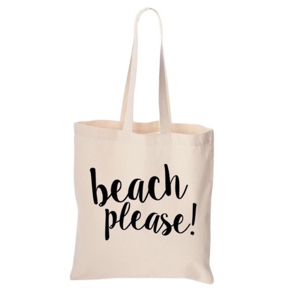 "Beach please" canvas tote