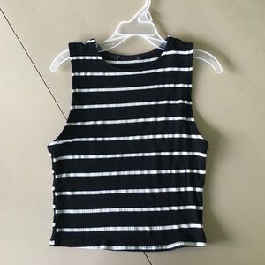 Black and white striped crop top