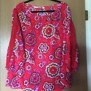 Blouse with Crochet Inset Sleeved