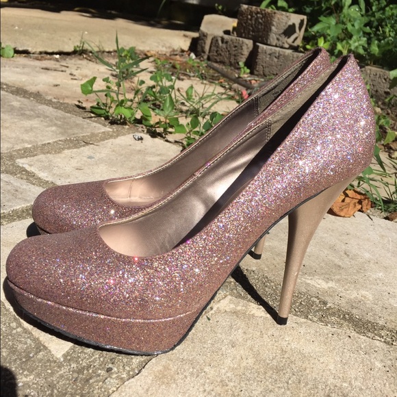 Candie's pink sparkle platform heels.