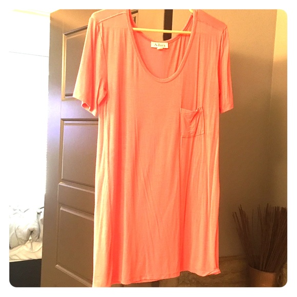 Long soft tee almost salmon dark peach color