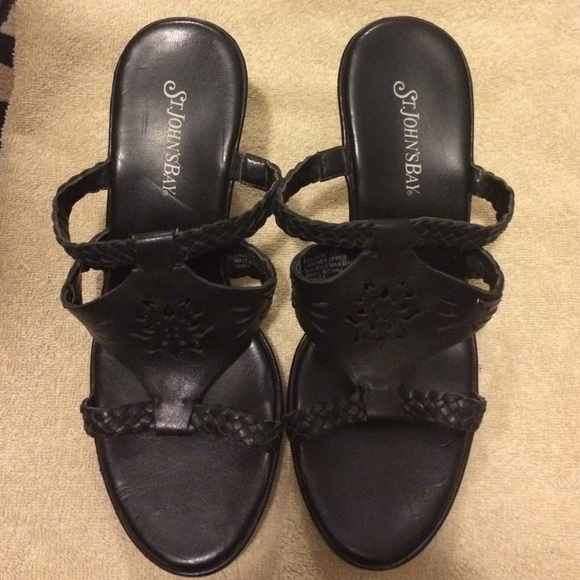 Black wedge sandals