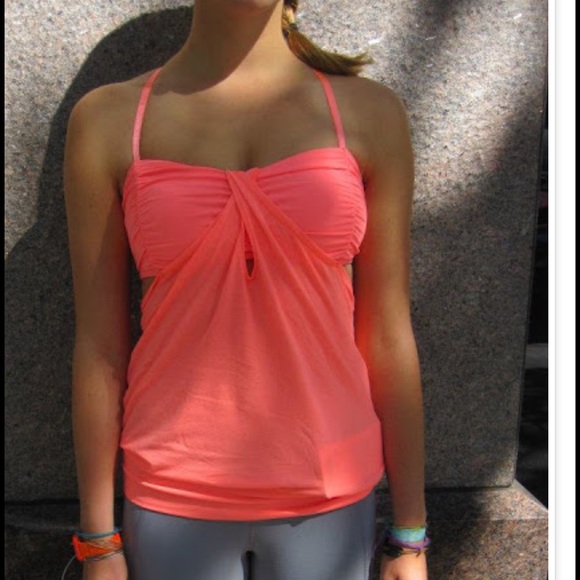 Lululemon Flow and Glow tank in pop orange. Size 2