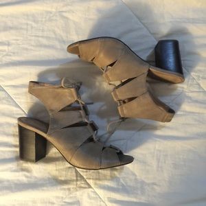 Leather lace-up heeled sandals