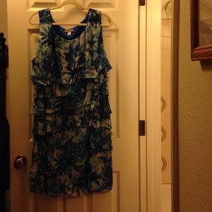 Dress Barn knee length dress. Blue multi.