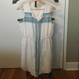White sleeveless sundress with beading