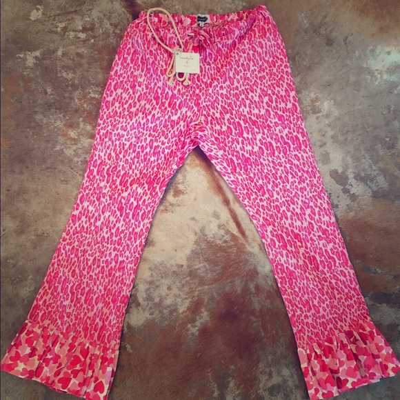 Pink leopard pajama pants