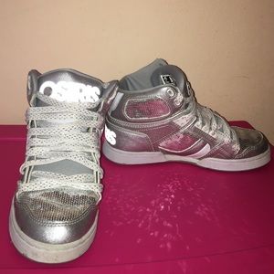 OSIRIS Sequined Silver High Top Skate Shoes