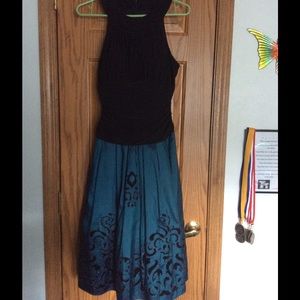 Black and teal formal dress