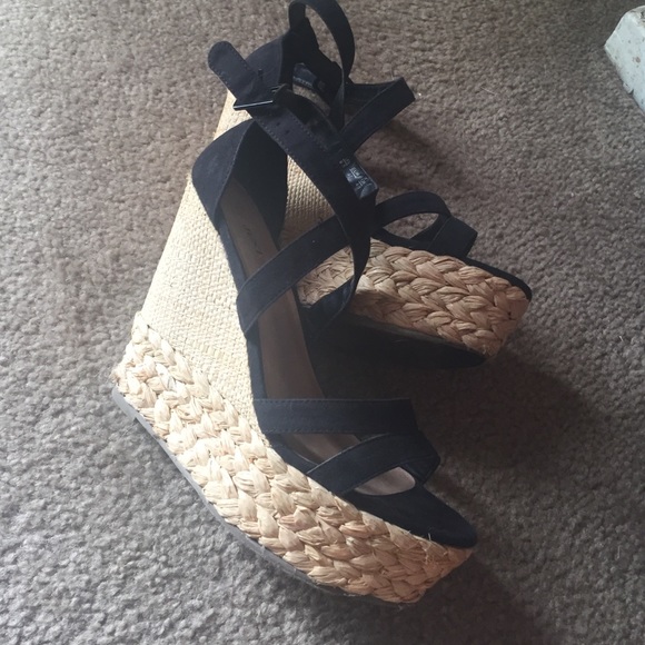 Strappy platform wedges