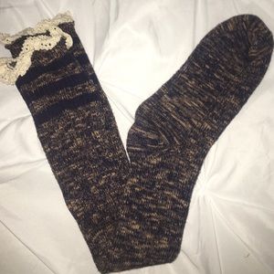 Navy and Tan Boot Socks