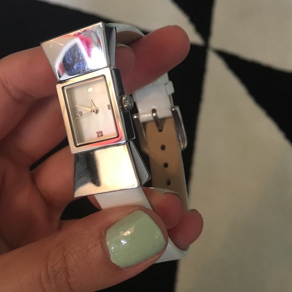 Kate Spade white leather bow watch