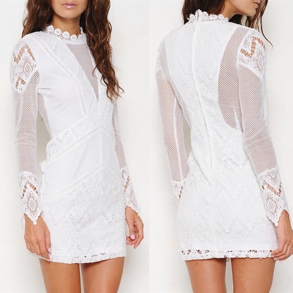 white crochet lace dress