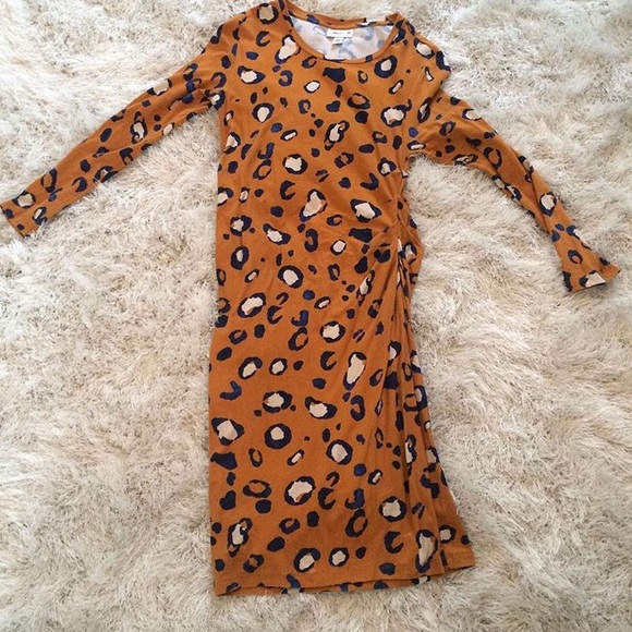 Mustard and navy colored cheetah print dress.