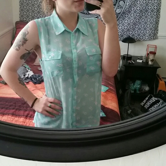 sheer button down shirt