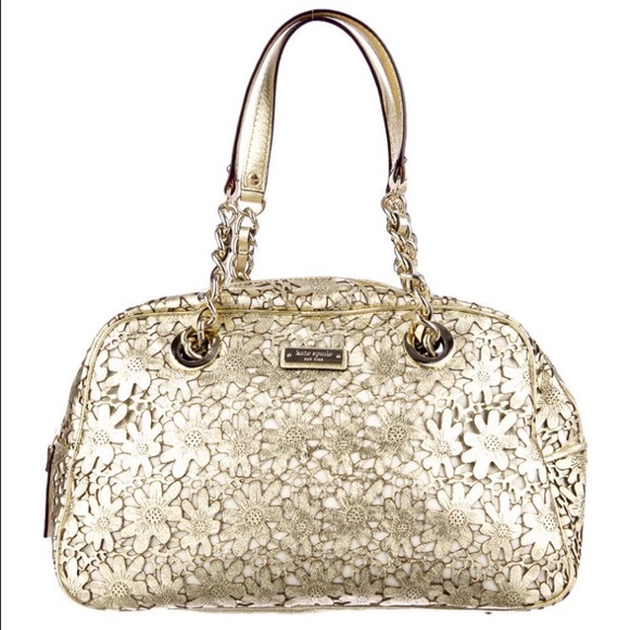 Kate Spade New York gold floral cutout purse