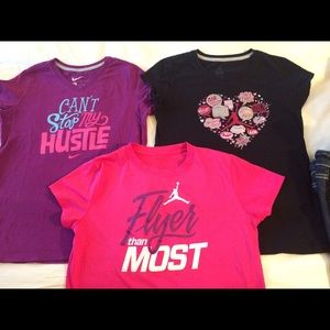 Lot of 3 girls Nike/Jordan brand t-shirts.