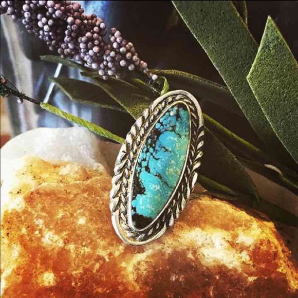 Sterling silver genuine turquoise ring size 4.5
