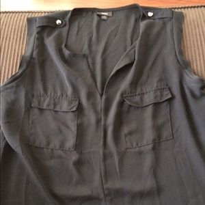 Black blouse with slit opening in the front