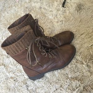 Cute simple brown combat boots