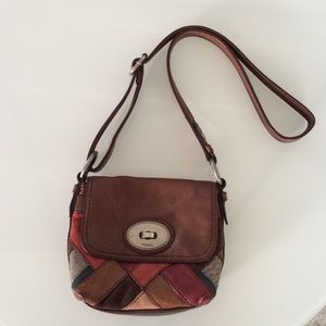 Multi color fossil leather purse