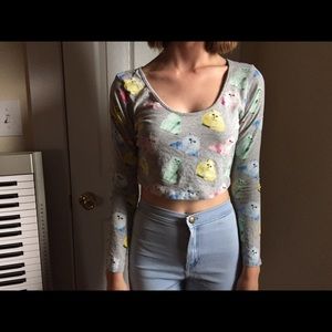 Cute Colored Kitty Crop Top from Pacsun