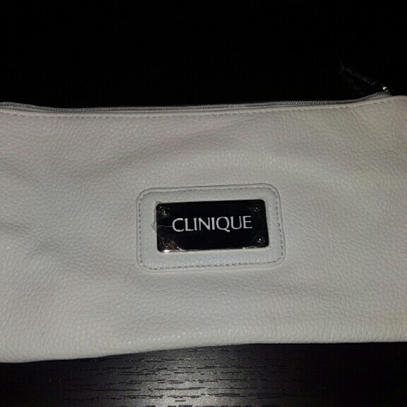 Clinique Cosmetic Make-up Bag in White Leather