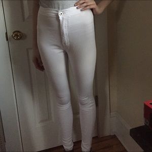 White high waisted jeans from Boohoo.
