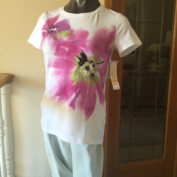 Jones New York Stretchy Knit Cotton Top Sz Sm NWT