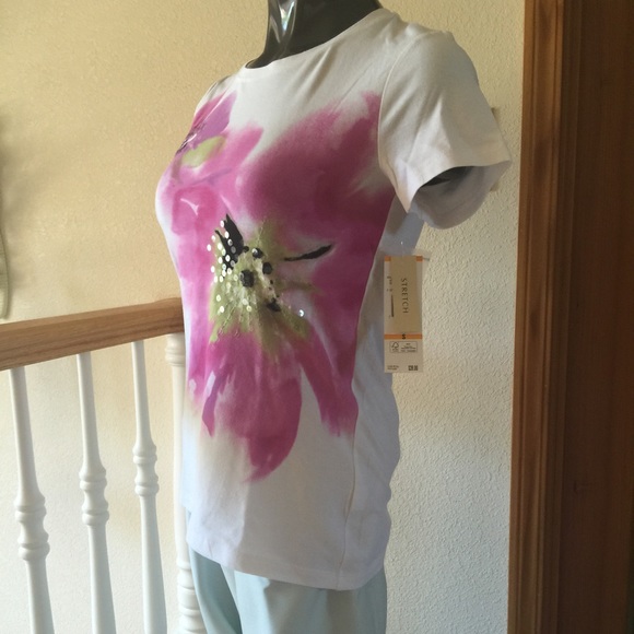 Jones New York Stretchy Knit Cotton Top Sz Sm NWT