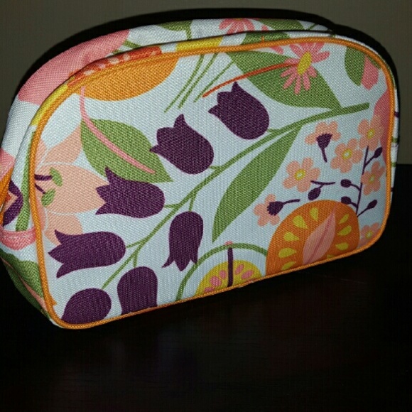 Clinique Cosmetic Make-up Bag Orange and Violet
